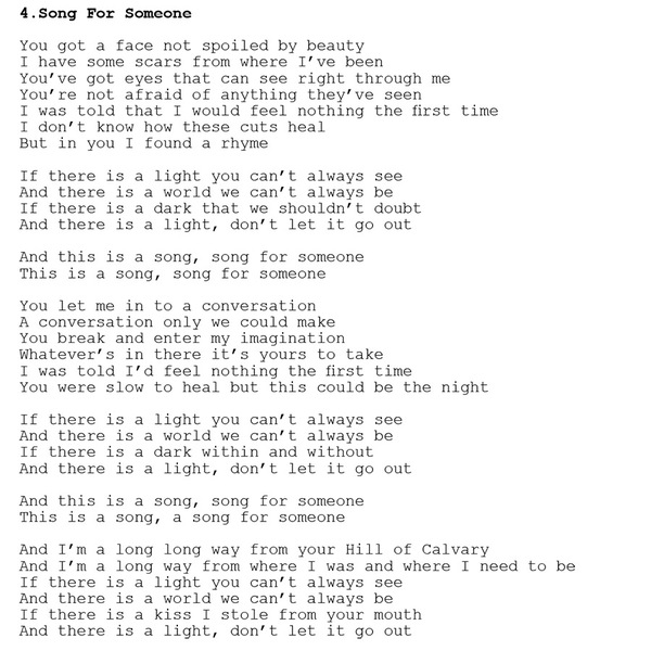 Votre version de Song For Someone sur U2.com